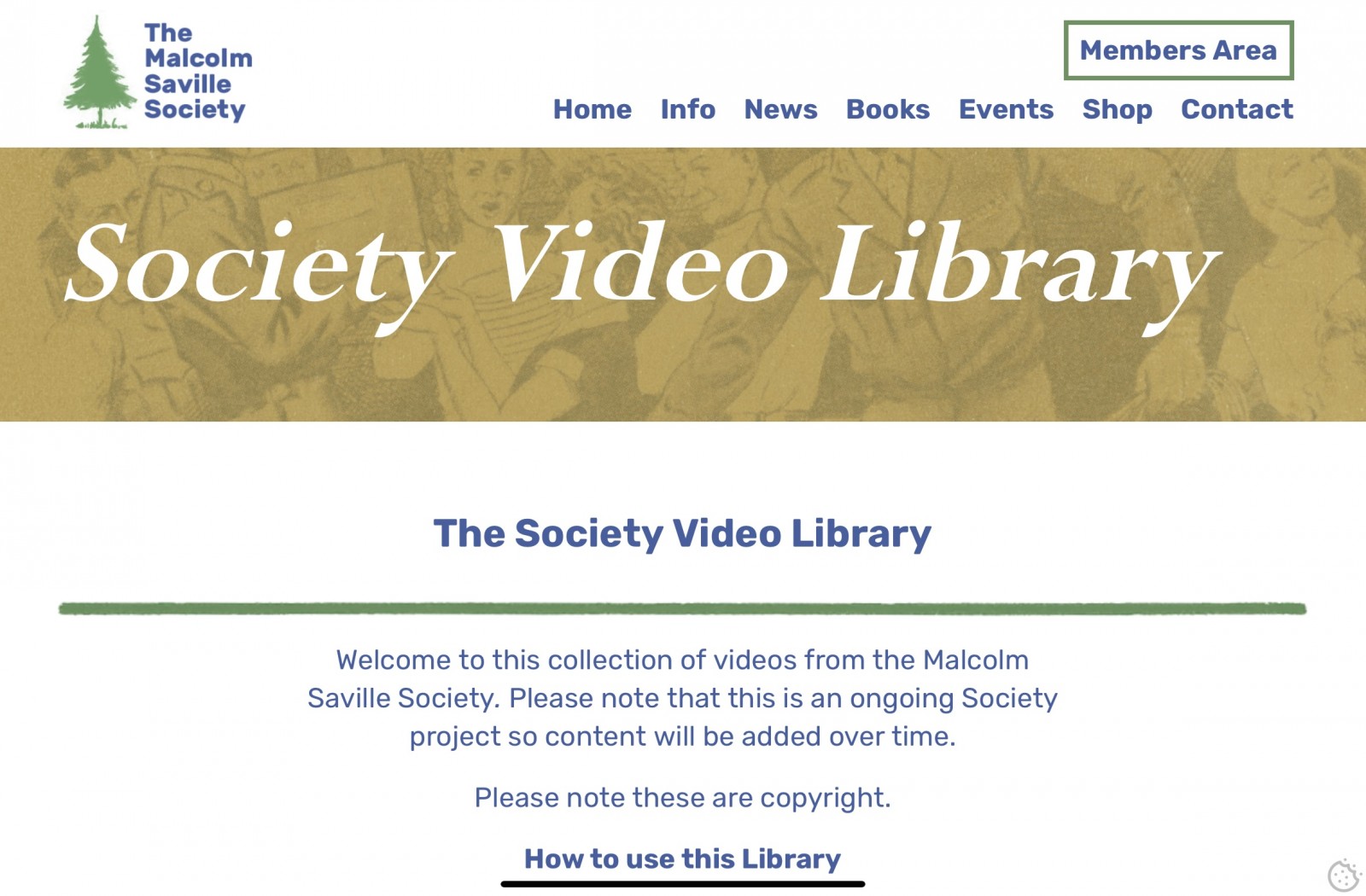 New Video Library page for Society members