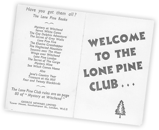 A lone pine club pamphlet opened with the headline welcome to the lone pine club